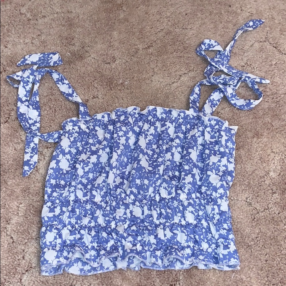 Blue & White Crop Top
